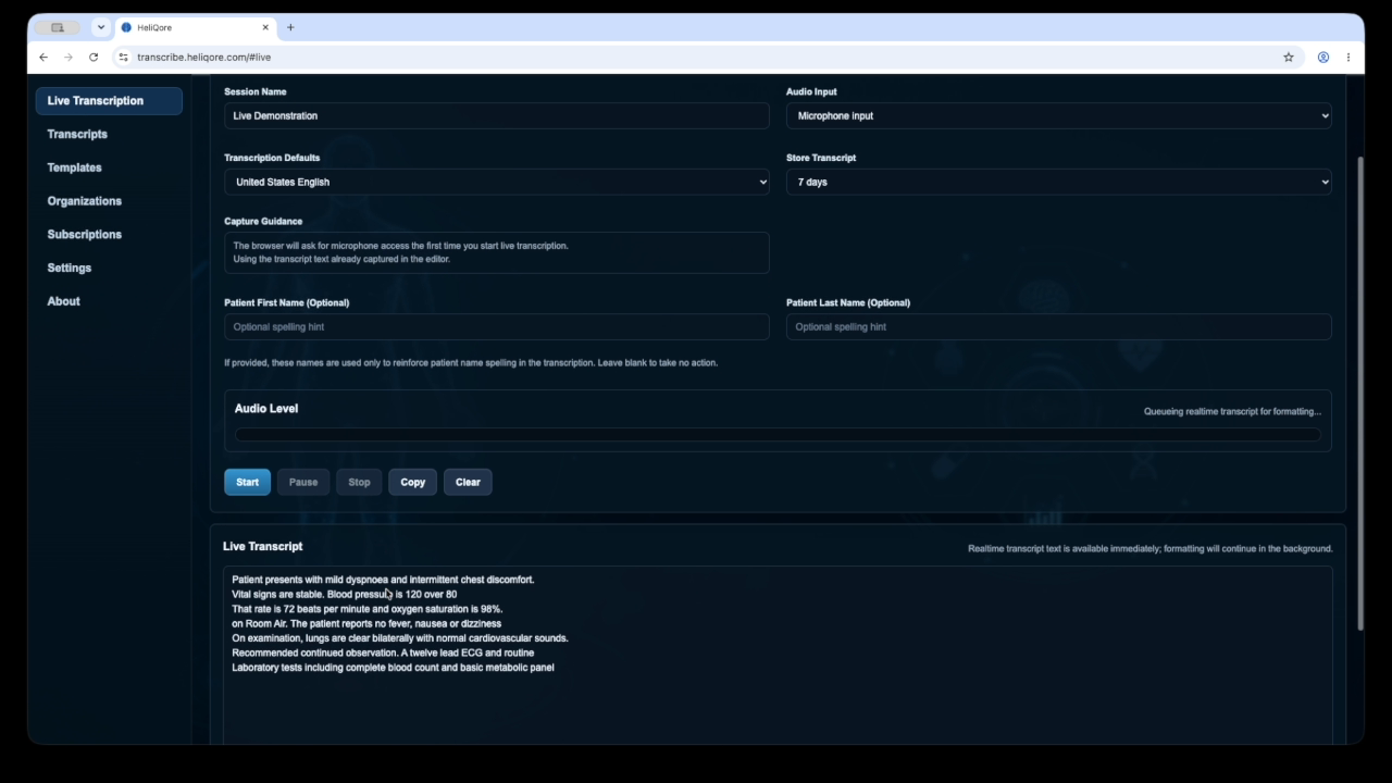 Completed live transcript after the HeliQore session has stopped